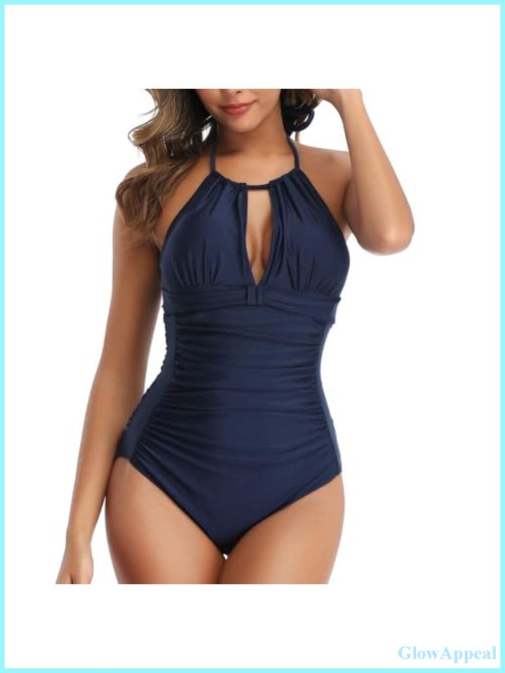 Tummy Control One Piece Swimsuit Halter Ruched Full Coverage View 2